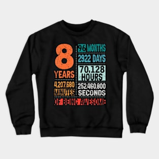 8 Years 96 Months Of Being Awesome 8th Birthday Countdown Crewneck Sweatshirt